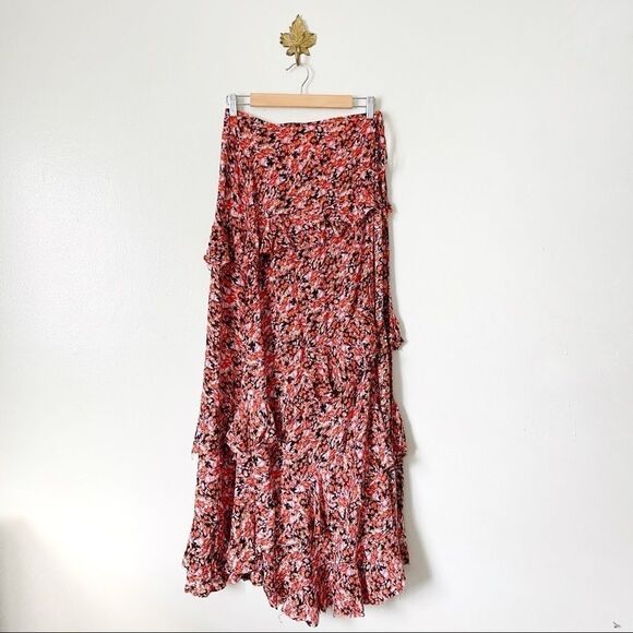 Free People Ethereal Orange Floral tiered skirt - Picture 1 of 8